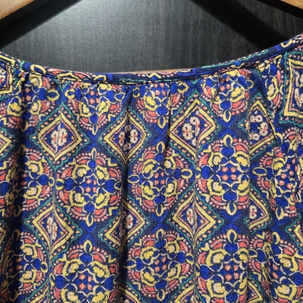 Old Navy Multicolour Geometric Boho Shirt With Tassels Flowy Lightweight Size Lg - Picture 7 of 8